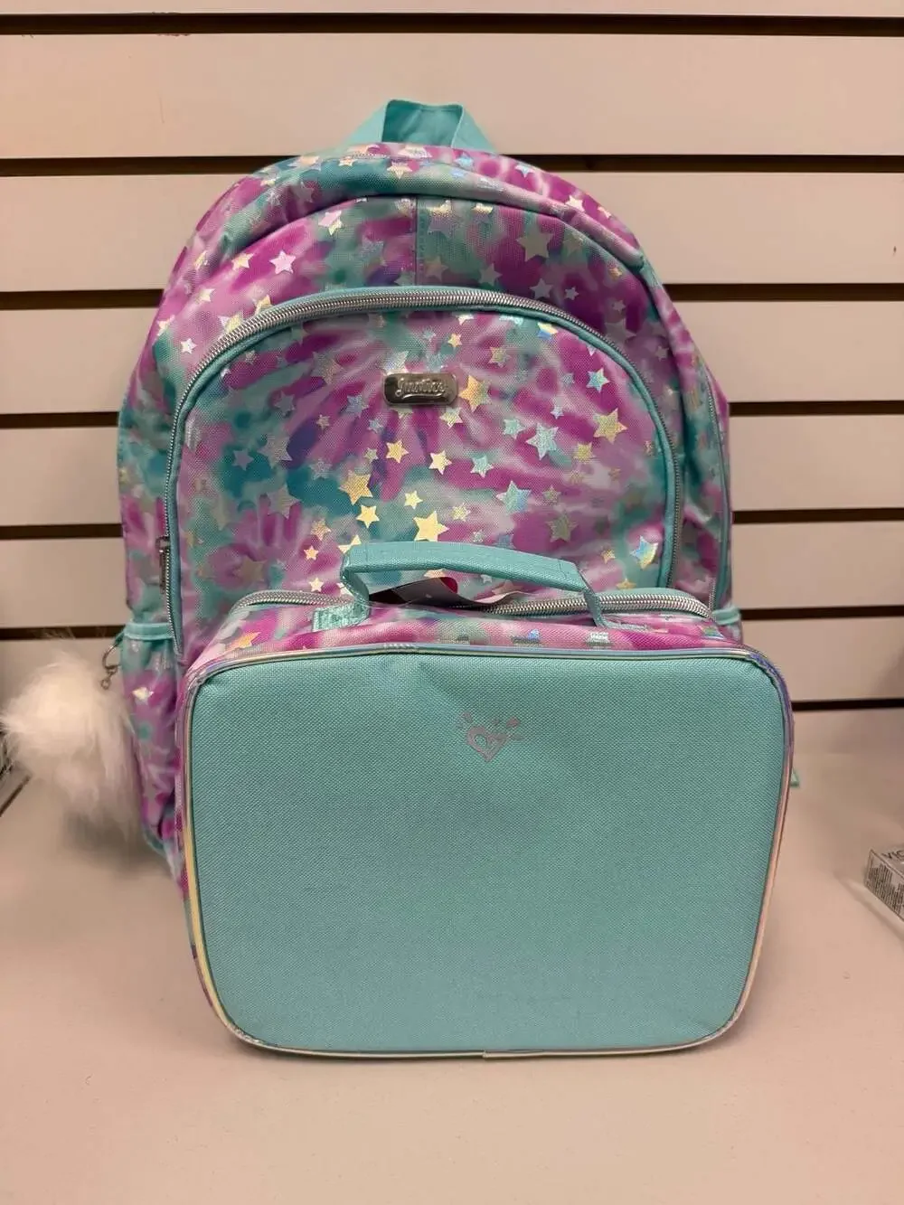 Justice Girls Tie Dye Shimmer Foil Stars Backpack and Matching Lunch Box Set NWT